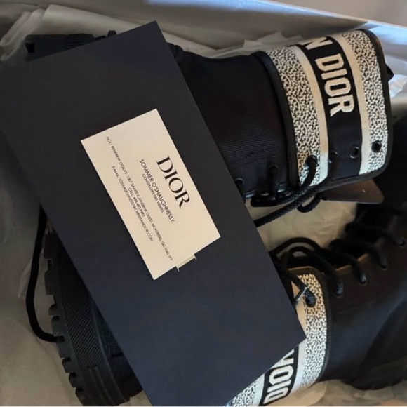Dior Black and White Lace-Up Boots - Picture 2 of 4